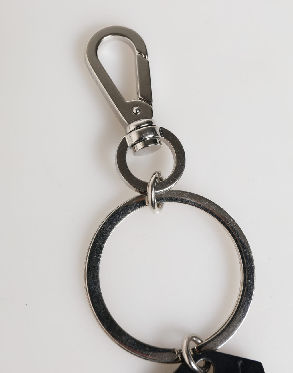 Black Silver Brass LogoPlaque Metal Ring Keyring  Keychain