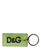 Green Calf Leather DG Logo Metal Ring Keyring Keychain