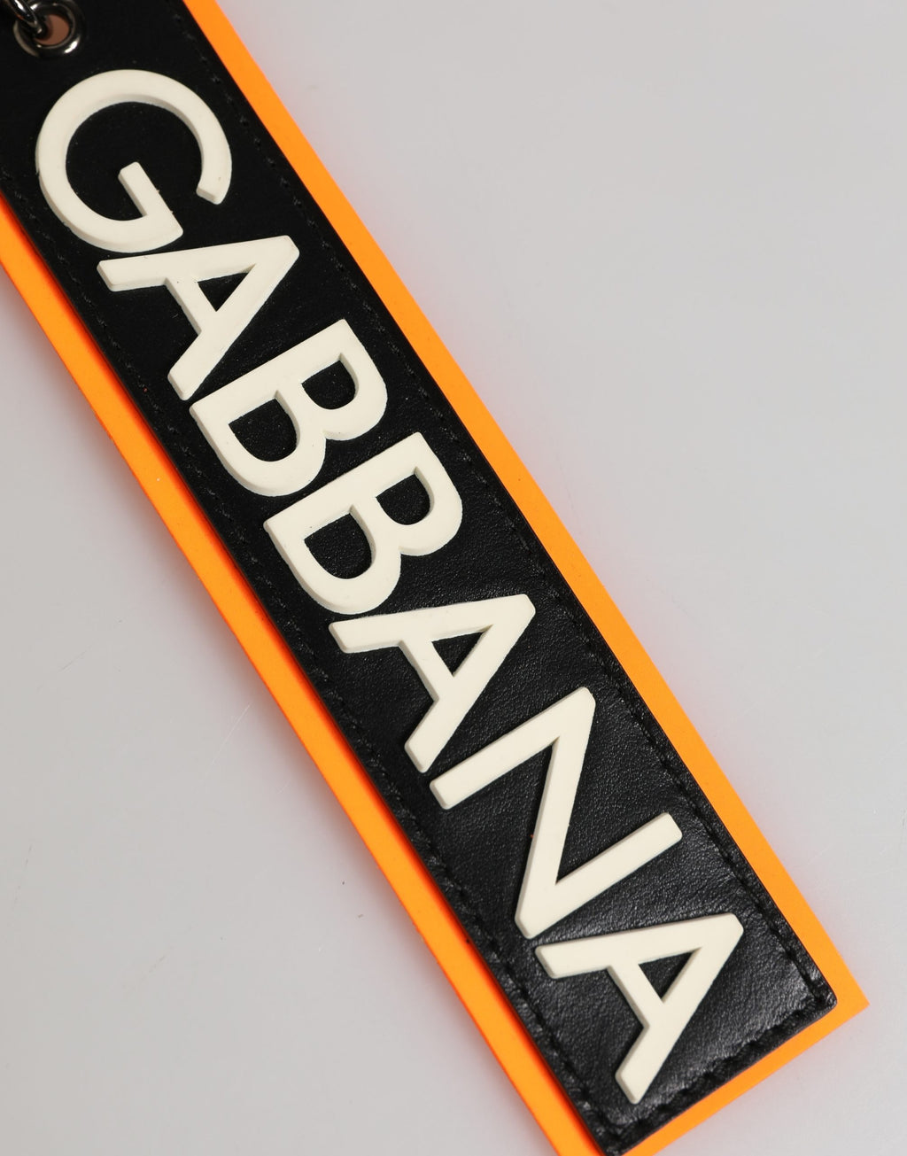 Black White Leather Nylon Logo Ring Keyring Keychain