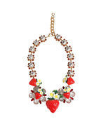 Gold Brass FRUIT Pendants Flowers Crystal Logo Necklace