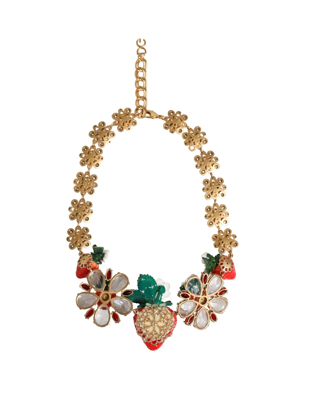 Gold Brass FRUIT Pendants Flowers Crystal Logo Necklace