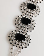 Silver Tone Brass Chain Crystal Embellished Bracelet