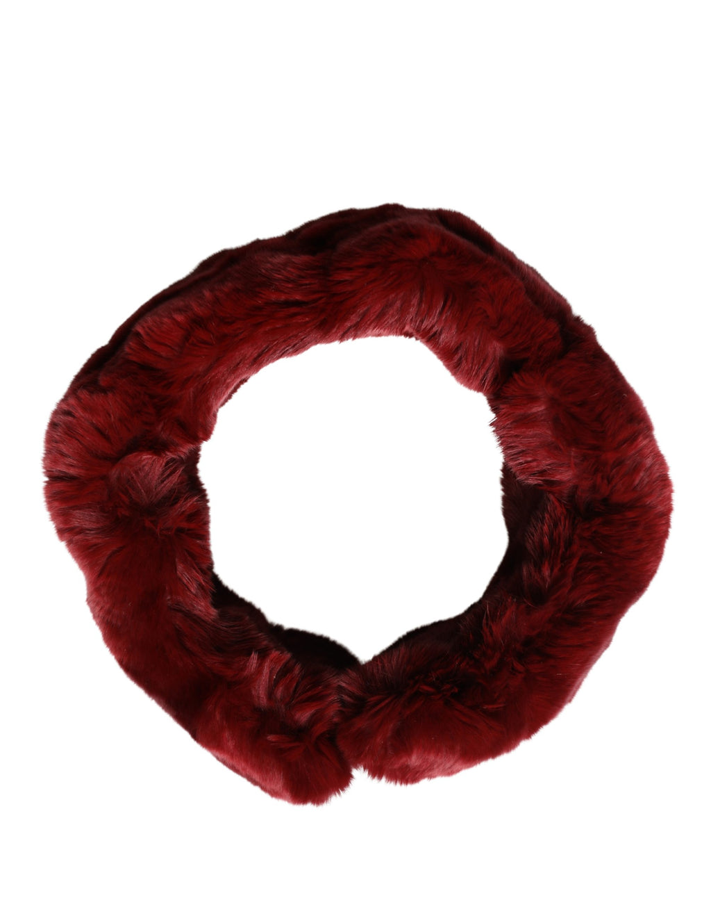 Red Lamb Fur Collar Women Neck Wrap 50cm x 8cm Scarf