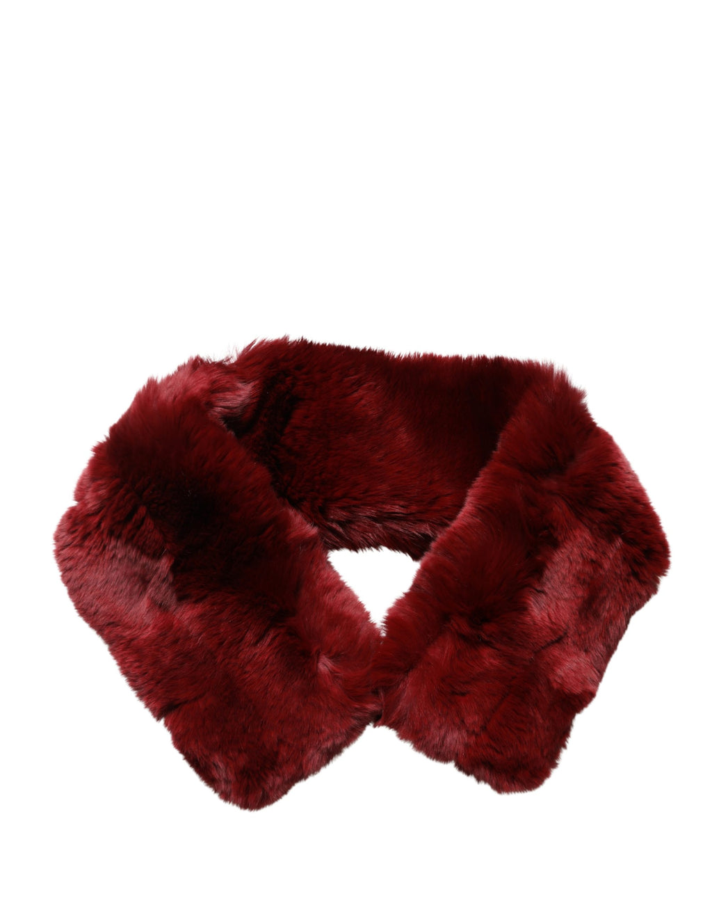Red Lamb Fur Collar Women Neck Wrap 50cm x 8cm Scarf