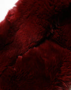 Red Lamb Fur Collar Women Neck Wrap 50cm x 8cm Scarf