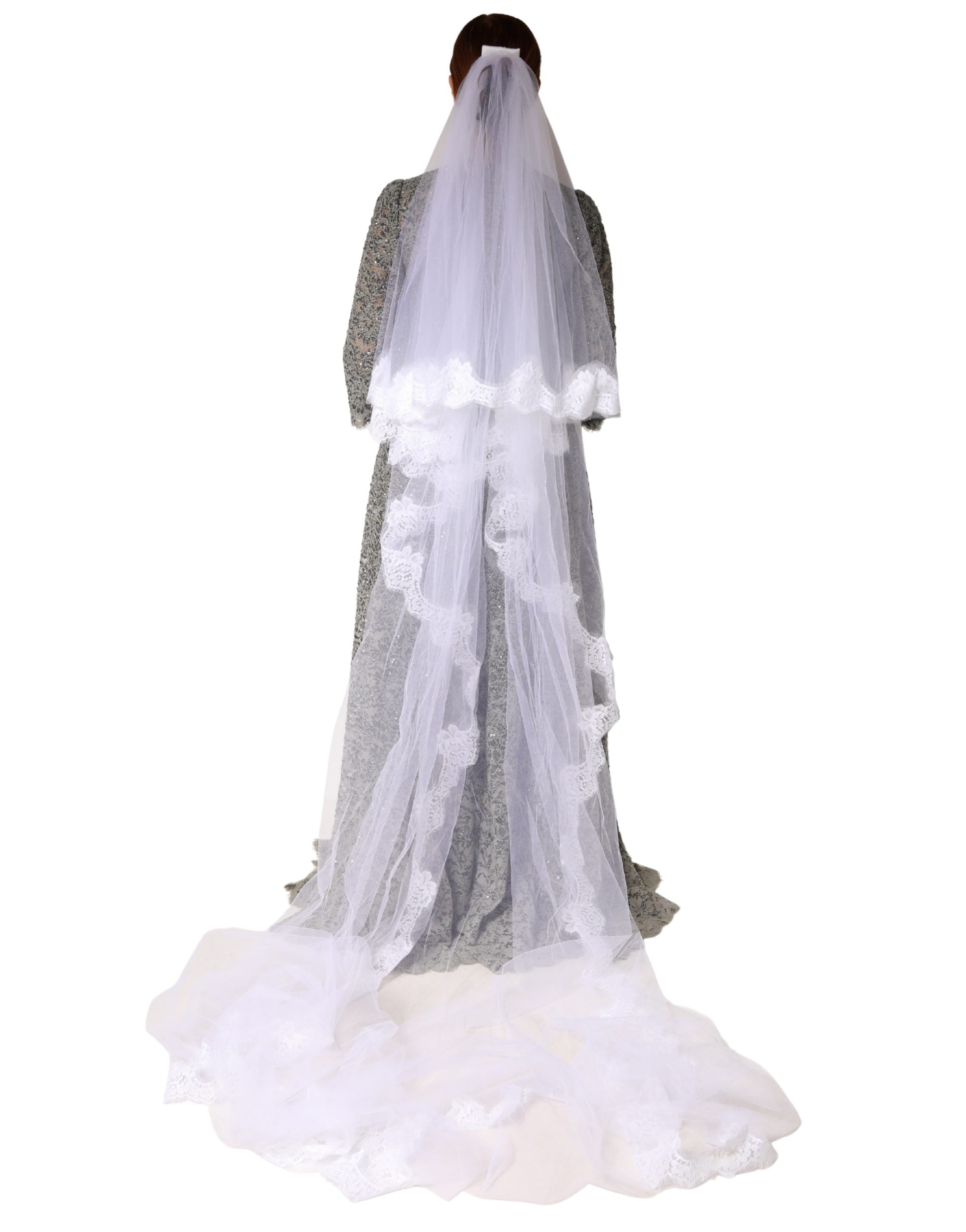 White Floral LaceNylon Floor Length 3M Long Veil