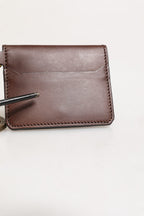 Brown Leather Logo Embossed Key Chain Card Holder Wallet