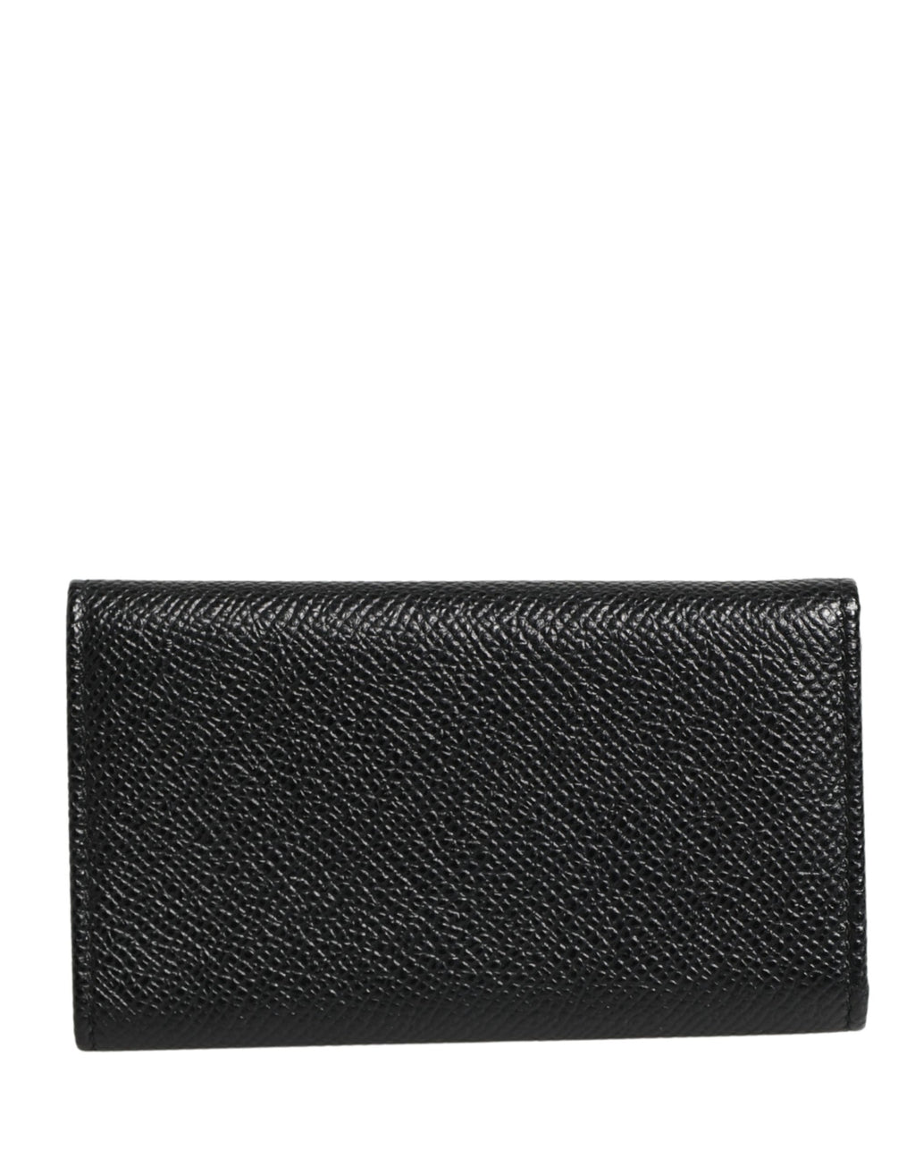 Black Leather Silver Metal Logo Plaque Trifold Keyring