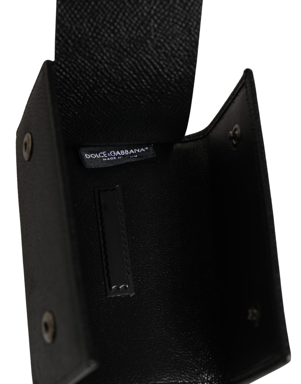 Black Leather Silver Metal Logo Plaque Trifold Keyring