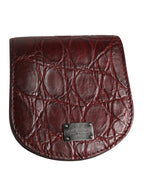 Burgundy Exotic Skin Condom Case Holder Pocket Wallet