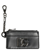 Black Calfskin Leather DG Logo Card Holder Women Wallet