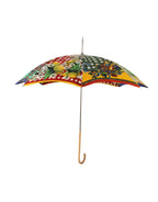 Multicolor Carretto Siciliano Print Collapsible Umbrella