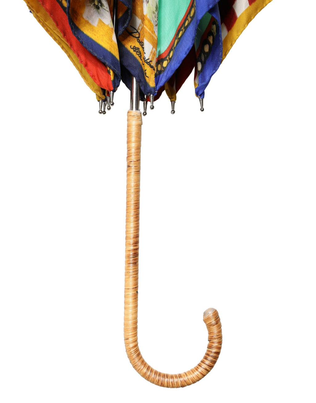 Multicolor Carretto Siciliano Print Collapsible Umbrella