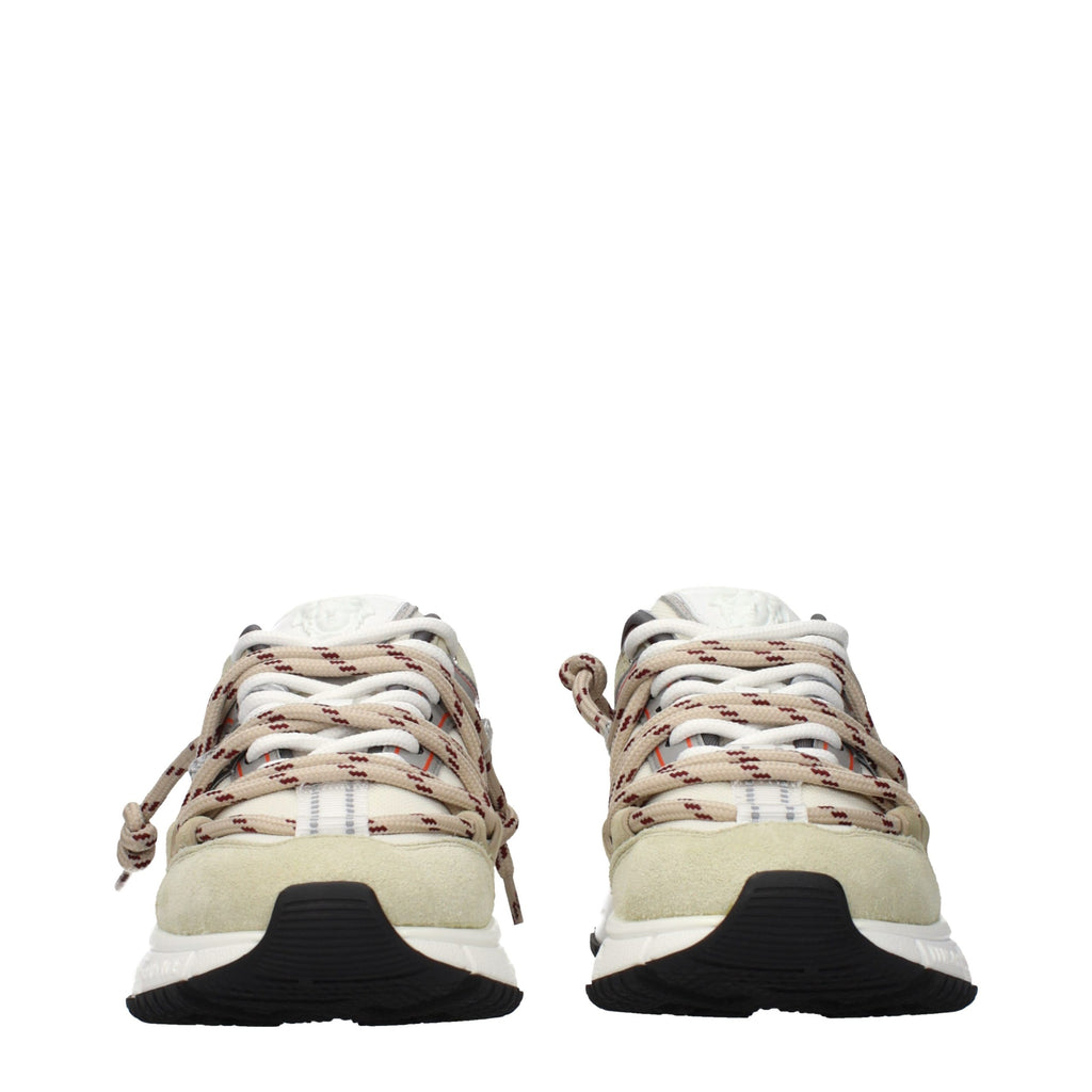 Beige Leather Chunky Sneakers