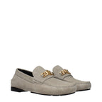 Gray Leather Slip-On Loafers