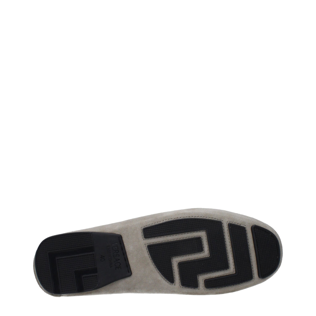 Gray Leather Slip-On Loafers