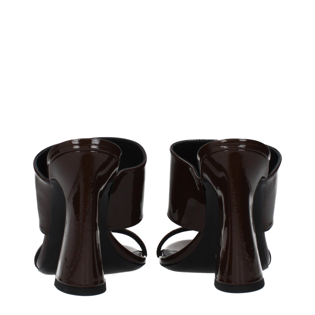 Brown Leather Stiletto Heel Sandals