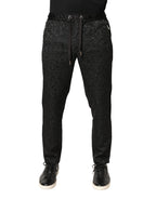 Black Floral Brocade Skinny Men Dress Pants