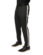 Black Floral Brocade Skinny Men Dress Pants