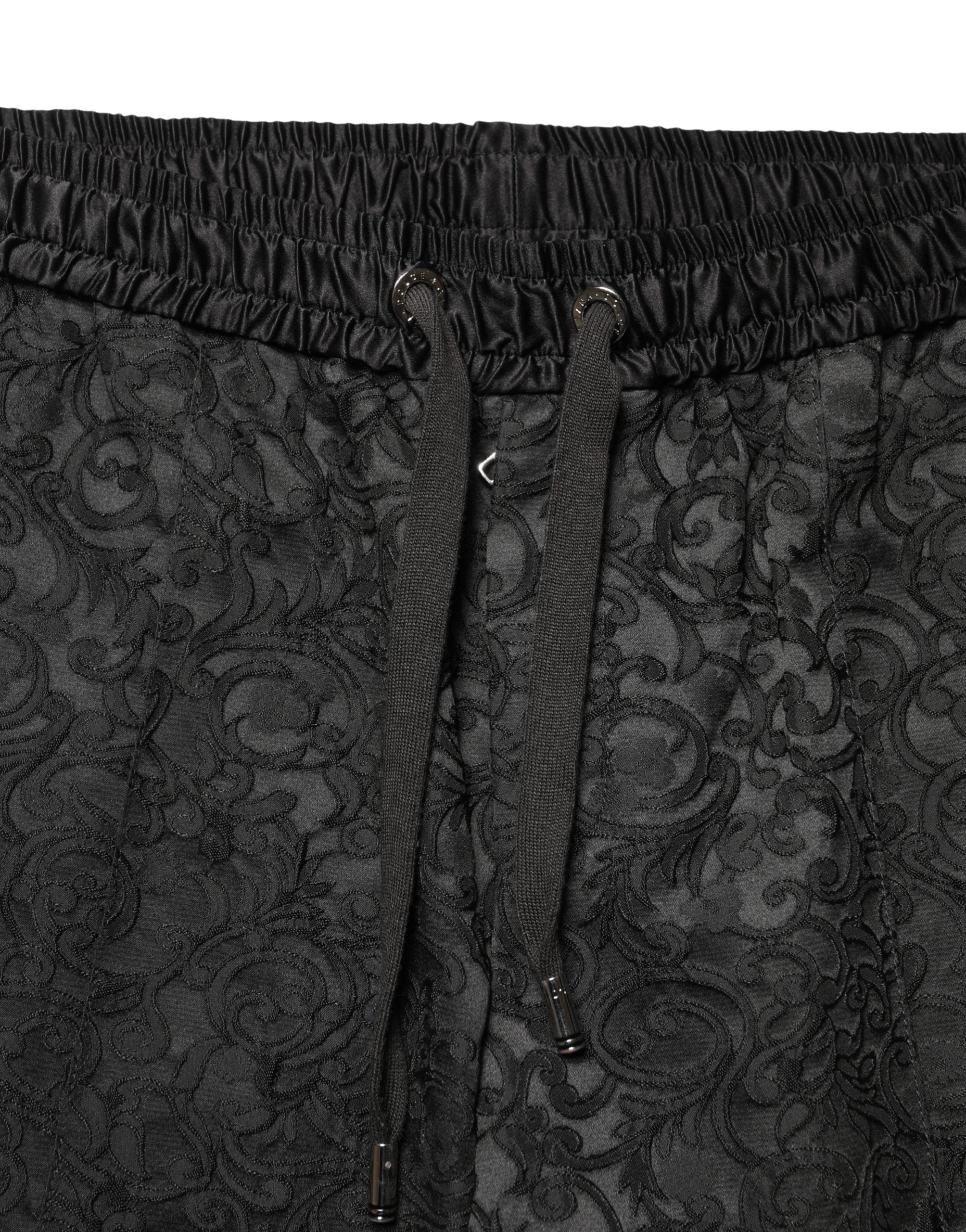Black Floral Brocade Skinny Men Dress Pants