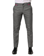 Gray Viscose Skinny Men Dress Trouser Pants