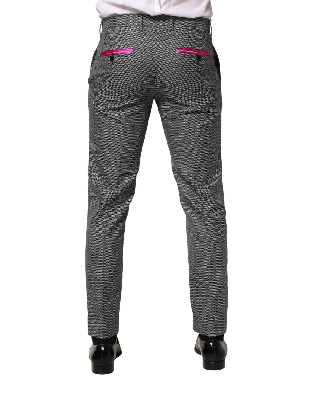 Gray Viscose Skinny Men Dress Trouser Pants