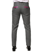 Gray Viscose Skinny Men Dress Trouser Pants