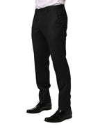 Black Wool Skinny Men Dress Trouser Pants