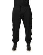 Black Polyester Cargo Jogger Men Trouser Pants