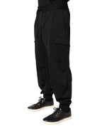 Black Polyester Cargo Jogger Men Trouser Pants