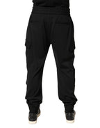 Black Polyester Cargo Jogger Men Trouser Pants