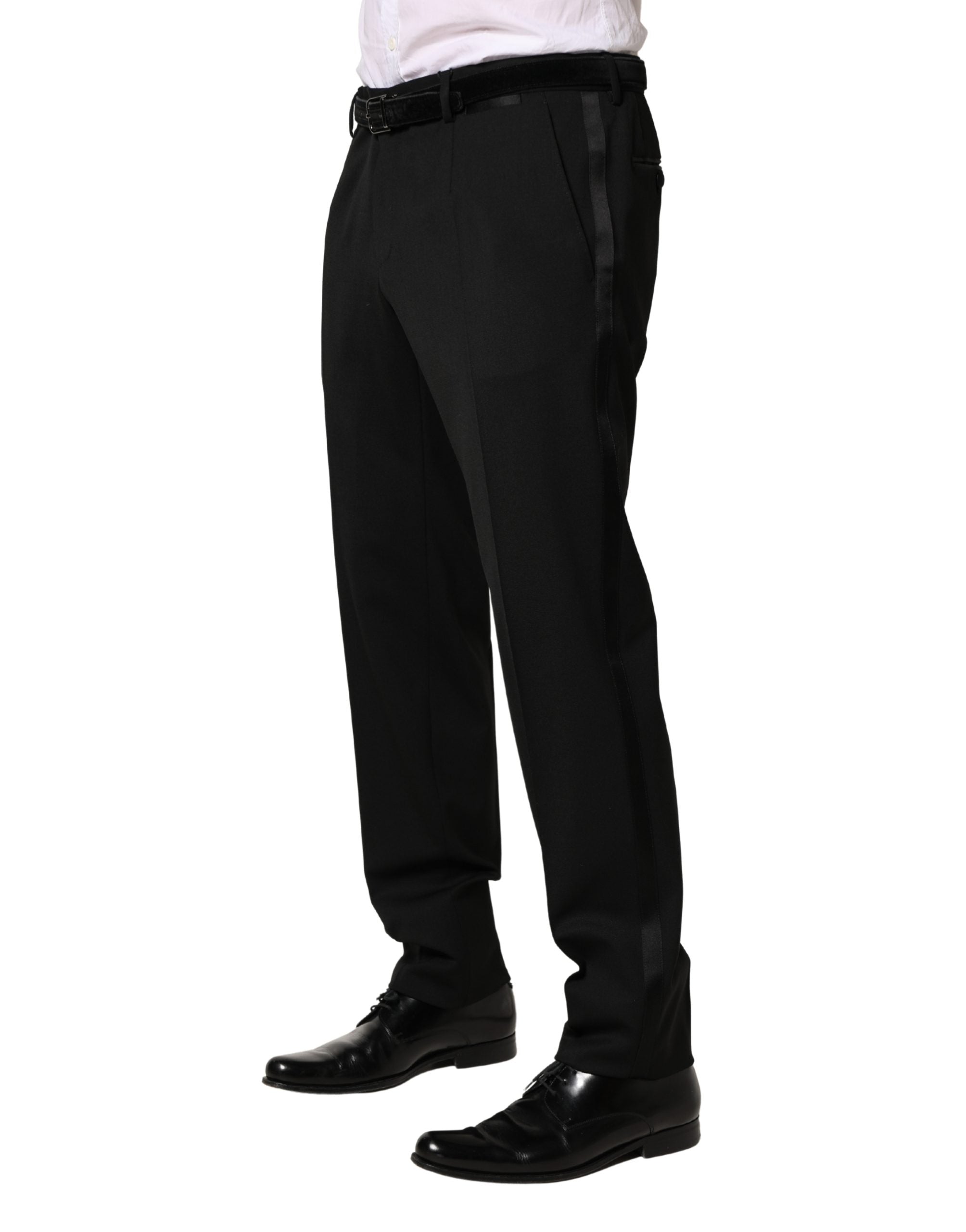 Black Wool Skinny Men Dress Trouser Pants