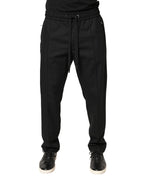 Black Wool Skinny Jogger Trouser Pants