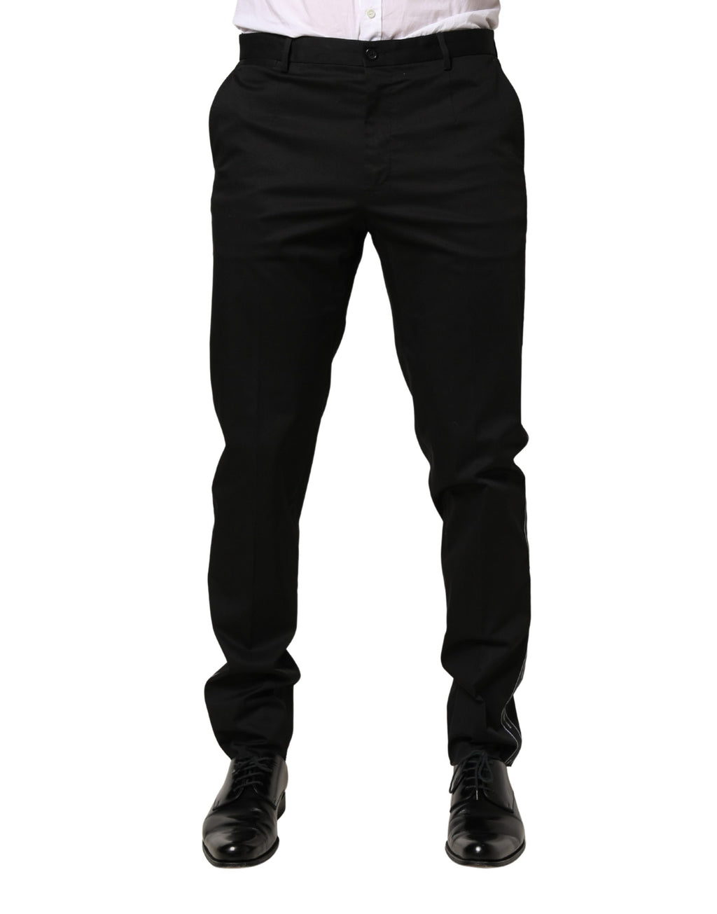 Black Cotton Skinny Men Dress Trouser Pants