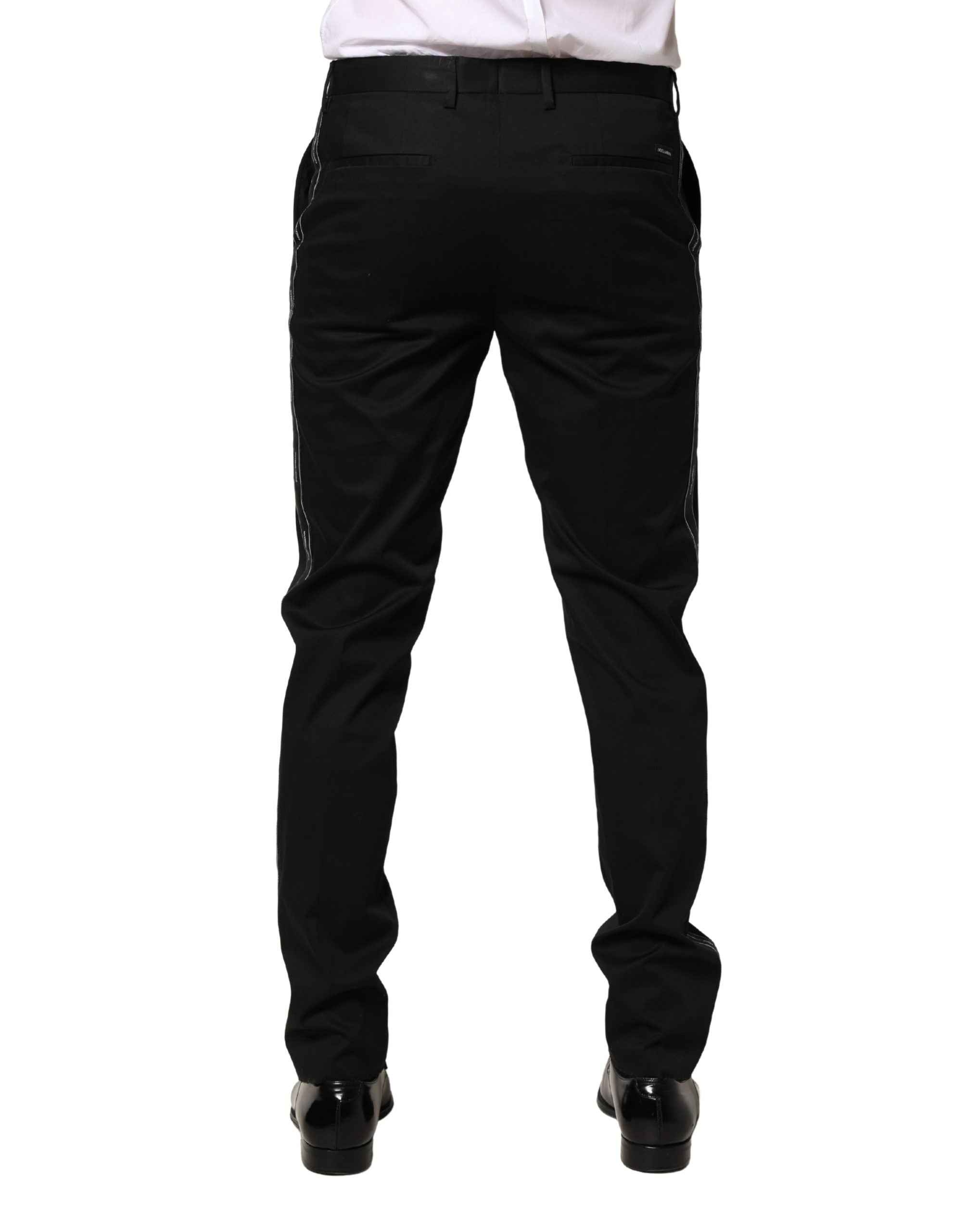 Black Cotton Skinny Men Dress Trouser Pants
