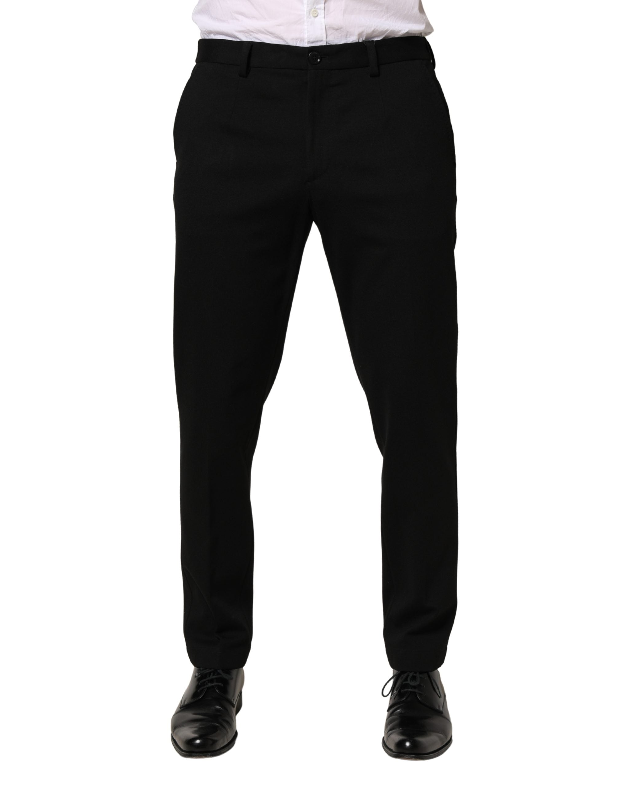 Black Wool Skinny Men Dress Trouser Pants