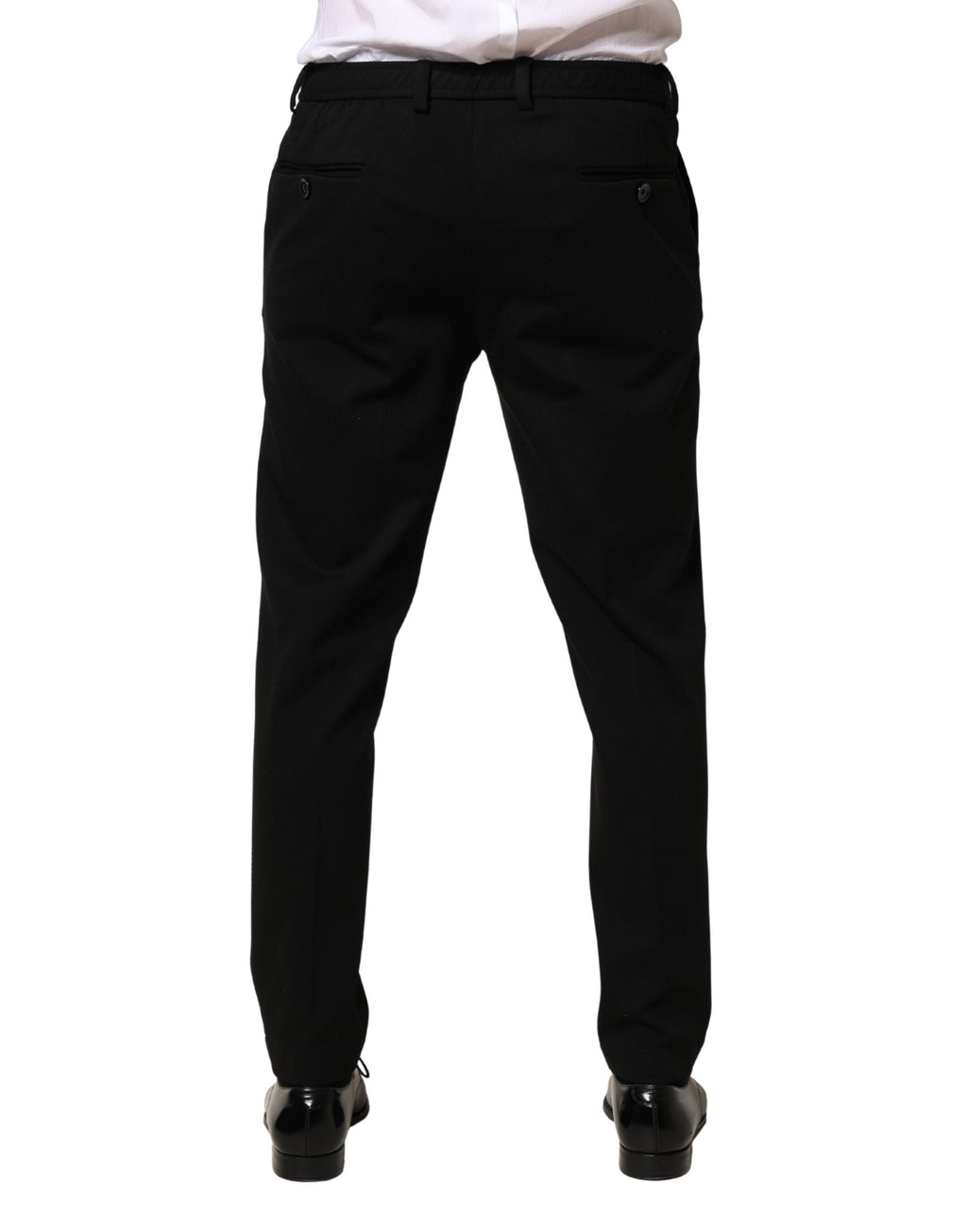 Black Wool Skinny Men Dress Trouser Pants
