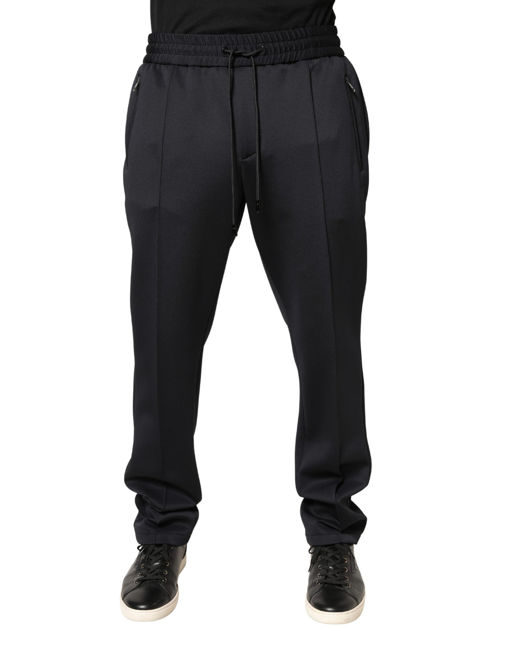 Black Polyester Skinny Jogger Trouser Pants