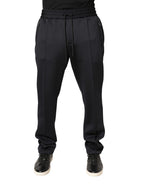 Black Polyester Skinny Jogger Trouser Pants