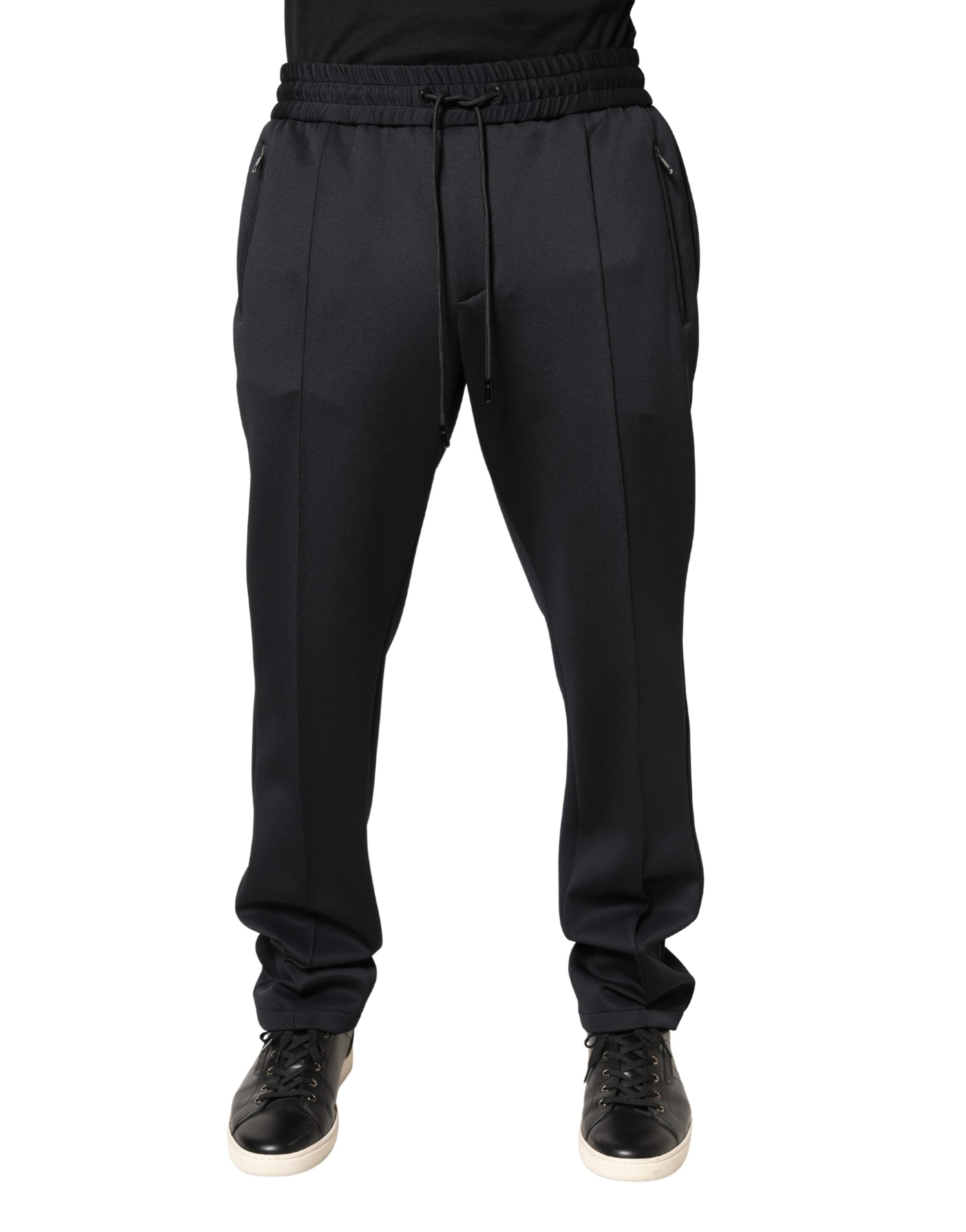 Black Polyester Skinny Jogger Trouser Pants