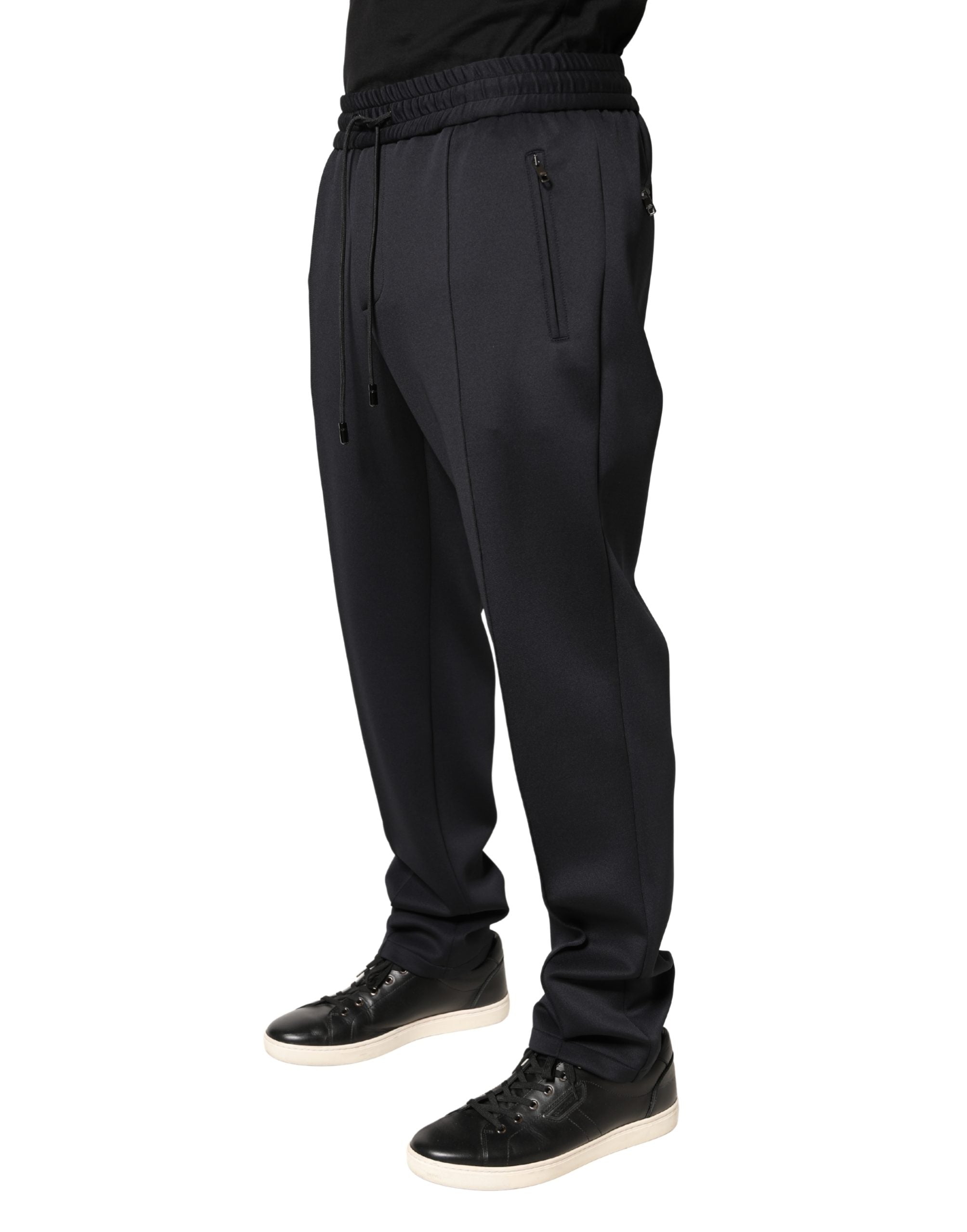 Black Polyester Skinny Jogger Trouser Pants