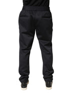 Black Polyester Skinny Jogger Trouser Pants