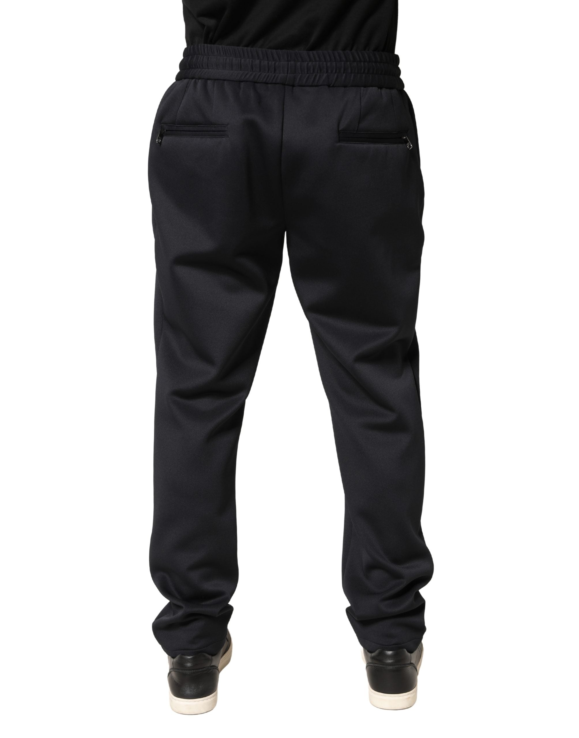 Black Polyester Skinny Jogger Trouser Pants
