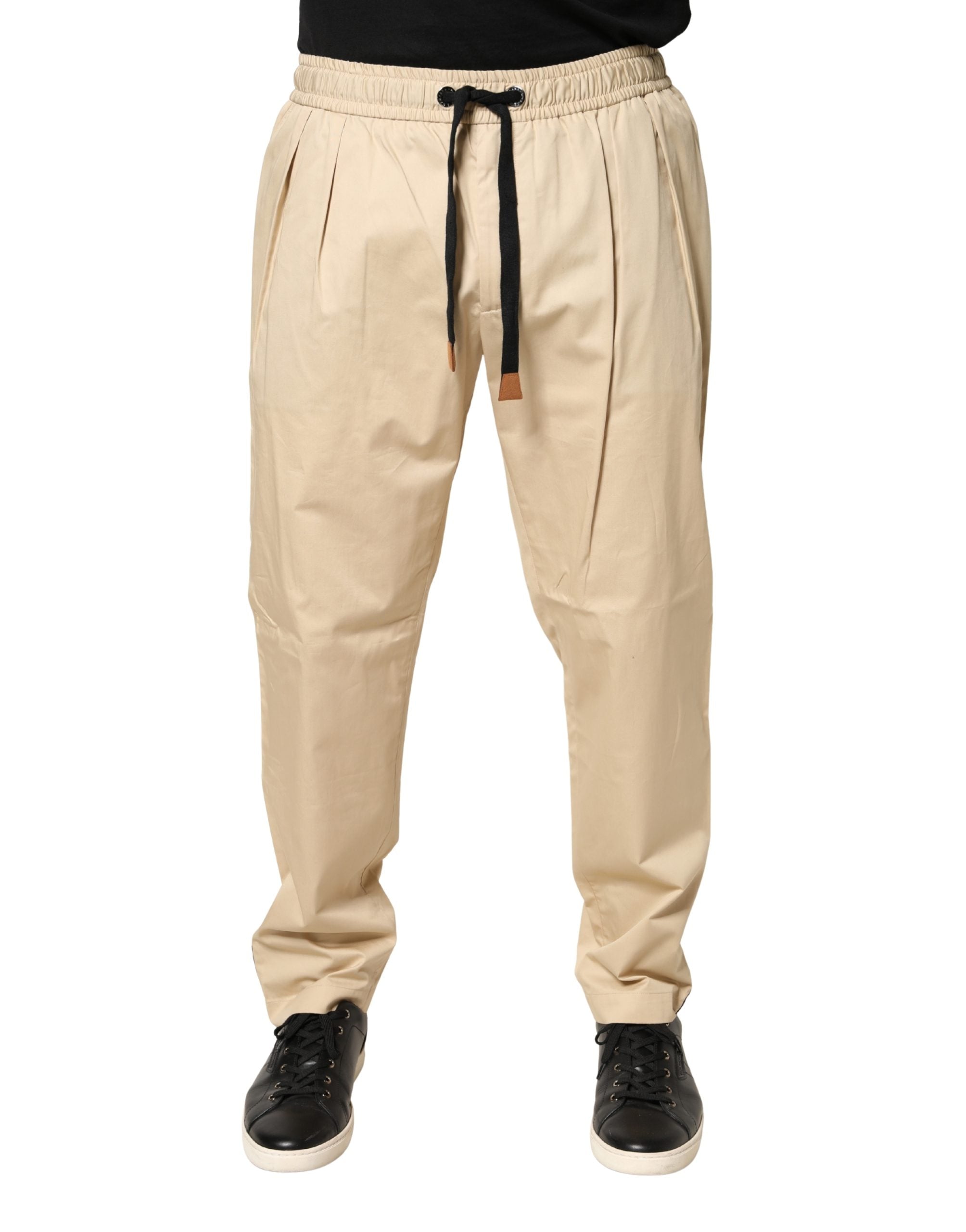 Beige Cotton Skinny Men Jogger Trouser Pants