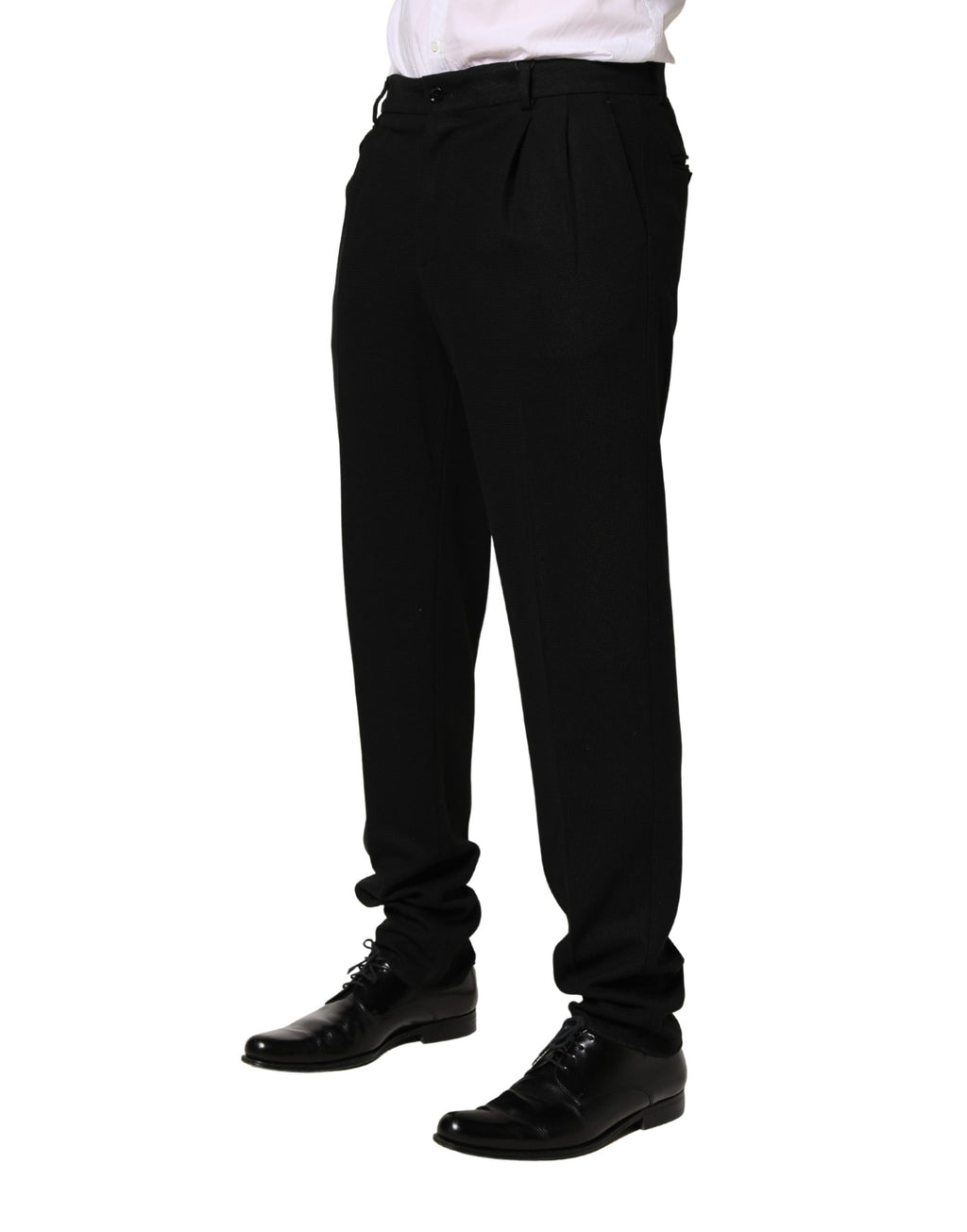 Black Wool Skinny Men Dress Trouser Pants