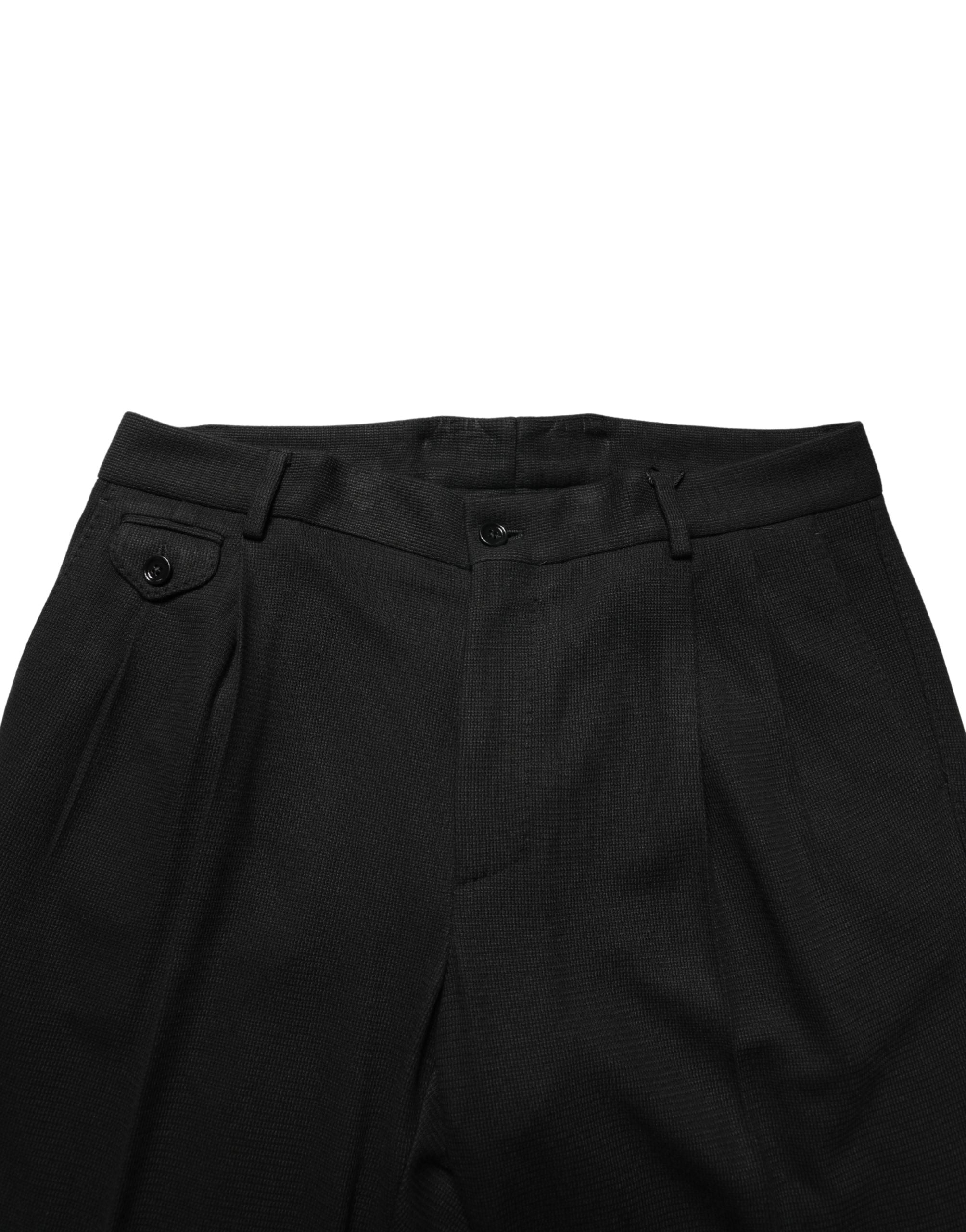 Black Wool Skinny Men Dress Trouser Pants