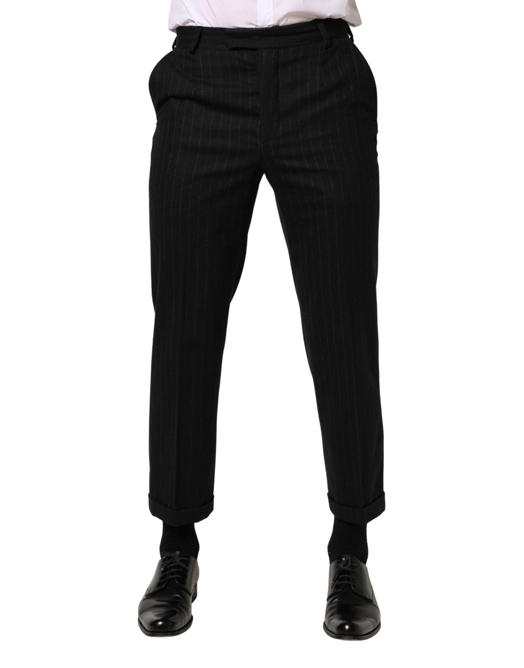 Black Stripes Wool Dress Formal Trouser Pants