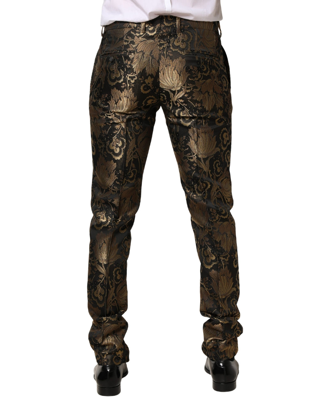 Gold Jacquard Dress Formal Men Trouser Pants