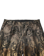 Gold Jacquard Dress Formal Men Trouser Pants