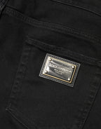 Black Tattered Skinny Cotton Denim Jeans